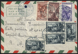 Airmail Cover Sent From Letino To Argentina On 5/JA/1951 Franked With 190L., Combining 50L. Of Democratica Issue... - Non Classificati