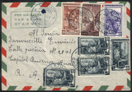 Airmail Cover Sent From Letino To Argentina On 5/JA/1951 Franked With 190L., Combining 50L. Of Democratica Issue... - Non Classés