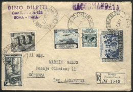 Registered Cover Sent From Roma To Argentina On 3/FE/1953 Franked By Sassone 701 + Other Values, Total Postage... - Non Classificati