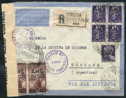 Registered Airmail Cover Sent From Gorizia To Argentina On 25/MAR/1947 Franked With 141L., Including Pair Sassone... - Autres & Non Classés