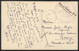 Postcard With View Of "Fez, Souq Of Medina", Sent WITHOUT POSTAGE To France On 21/AP/1933, With Violet Mark "CAMP... - Andere & Zonder Classificatie