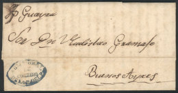 Entire Letter Dated Asunción 20/OC/1858 Sent To Buenos Aires By Steamer "Guayra", With The Blue Mark In... - Paraguay