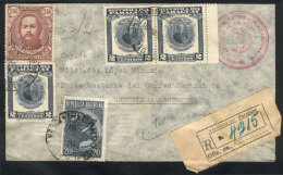 MIXED POSTAGE: Registered Airmail Cover Sent To Argentina On 18/FE/1950, Franked With 70c. + Argentina Stamp Of... - Paraguay