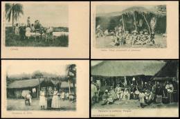 Indians And Workers: 6 Fantastic Postcards With Fantastic Views: Toba Indians Preparing Lunch, Cart, Hat Making,... - Paraguay