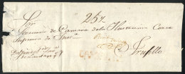 Circa 1840, Official Folded Cover Sent To Trujillo, With Straightline Red LAMBAYEQUE Mark, Very Nice! - Perù