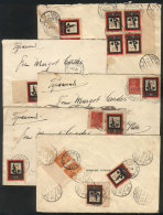 5 Covers Sent From Moscow To Germany In 1924, All With Postages Of 20k. With Different Stamp Combinations, Very... - Other & Unclassified