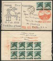 Cover Franked By Sc.15 X10 (2 On Front, Block Of 8 On Reverse), Sent From Naha To USA On 19/FE/1952, First Day... - Ryukyu Islands