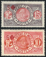 Yvert 105/6 (Scott B1/B2), 1915/7 Red Cross, Set Of 2 Values With INVERTED OVERPRINT Variety, Mint Very Lightly... - Other & Unclassified