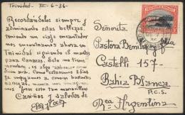 Postcard (view Of Rio De Janeiro) Franked With 3c. And Sent From Port Of Spain To Argentina On 7/DE/1936, VF... - Trinidad En Tobago (...-1961)