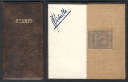 Old Miniature Glassine Book, Leather Covers, Size 40 X 77 Mm, Excellent Quality, Rare! - Matériel Et Accessoires