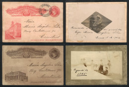 2 Postal Cards With Printed Views: 2c. (Montevideo Stock Exchange) And 3c. (Presidential Palace), With Photographs... - Uruguay