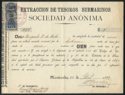 Receipt For The Payment Of Part Of A Share Of "Anónima Extracción De Tesoros Submarinos" (a Company... - Uruguay