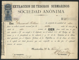 Receipt For The Payment Of Part Of A Share Of "Anónima Extracción De Tesoros Submarinos" (a Company... - Uruguay