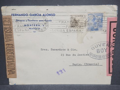 ESPAGNE - Enveloppe Commerciale De Madrid En 1945 Pour Paris Avec Contrôle Postal, Censure De Madrid - L 7359 - Nationalists Censor Marks