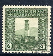 BOSNIA & HERZEGOVINA 1906 Landscape 2 Kr Perforated 12½:9¼:9¼:12½ Used.  SG 200D Cat £160 - Bosnie-Herzegovine