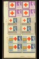 1963 Red Cross Centenary Phosphor Cylinder Block Set, SG 642p/44p. Never Hinged Mint Rare Set  (3 Blocks Of 4) For... - Otros & Sin Clasificación