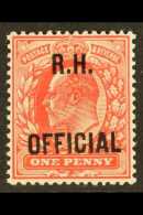 OFFICIAL 1902 1d Scarlet, "R.H. OFFICIAL" Ovpt (Royal Household), SG O91, Fine Mint. For More Images, Please Visit... - Zonder Classificatie