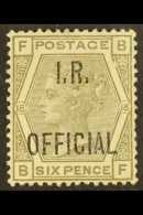 OFFICIAL 1882-1901 6d Grey, Plate 18, "I.R. OFFICIAL" SG O4, Unused, Cat.£575. For More Images, Please Visit... - Autres & Non Classés