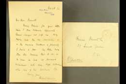 1894 W.E. GLADSTONE - SIGNED LETTER AND OFFICIAL PAID SIGNED ENVELOPE 1894 (8th March) Envelope And Letter Of... - Autres & Non Classés