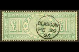 1891 £1 Green, SG 212, Used With Superb Complete & Upright Fully- Dated Cds Glasgow Cancellation Of 29th... - Sonstige & Ohne Zuordnung