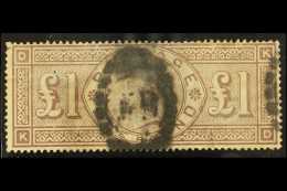 1884 £1 Brown-lilac, Wmk Three Imperial Crowns, SG 185, Good Used, Several Faults, Cat.£2800. For More... - Altri & Non Classificati