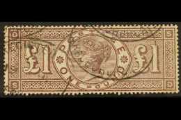 1884 £1 Brown- Lilac Wmk Imperial Crowns, SG 185, Used With Attractive Registered Oval Cancels, Good Colour... - Autres & Non Classés