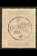 1883-4 2s6d Lilac On Blued Paper, SG 175, Very Fine Used With Superb TAUNTON 16.8.83 C.d.s. Postmark,... - Autres & Non Classés