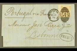 1872 (Dec) Neat Envelope To Lisbon, Portugal, Bearing 6d Pale Buff, SG123  Plate 11, Tied Newcastle-On-Tyne... - Autres & Non Classés