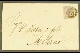 1861 (March) Neat Entire Letter To Italy, Bearing Single 6d Lilac, SG 70, Tied By London "5" Cancel, Oval Framed... - Otros & Sin Clasificación