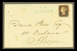 1840 1d Black, Plate 4 "MA", Fine With Four Margins, Tied By Red Maltese Cross To Neat Envelope London To Glasgow.... - Sin Clasificación