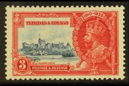 1935 3c Deep Blue And Scarlet, Silver Jubilee Variety "Extra Flagstaff", SG 240a, Very Fine Never Hinged Mint. For... - Trinidad Y Tobago