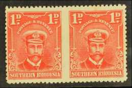 1924 1d Bright Rose IMPERF BETWEEN Horizontal Pair, SG 2a, Fine Mint With Pale Tone Spot On One Stamp. Attractive... - Southern Rhodesia (...-1964)