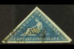 CAPE OF GOOD HOPE 1853 4d Deep Blue, On Deeply Blued Paper, SG 2, Fine Used, Three Large & Even Margins. For... - Zonder Classificatie