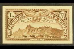 1931 7L 70c Brown "Eagle Over Mt Titano", Air Post,  Variety "IMPERF", Sass. 8a, Superb Unused With 4 Large... - Autres & Non Classés