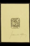 SPERATI REPRODUCTION 1858-61 5p Moldavian Bull, Proof In Black On Paper, Signed Beneath By Jean De Sperati; On... - Altri & Non Classificati