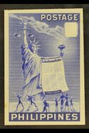 1951 Human Rights Day (as SG 724/26, Scott 572/74) - A DIE PROOF In Blue On Card, With Value Tablet Blank. Overall... - Filippine