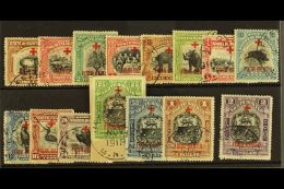 1918 (Oct) 4c Surcharges Set Complete To $2+4c, SG 235/51, Very Fine Used, The 25c & $1 With Light Crayon Line... - Noord Borneo (...-1963)