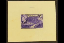 SURINAM 1945 2c Violet Native And Stream (as SG 315, Scott 186) - An American Bank Note Company DIE PROOF On Card,... - Otros & Sin Clasificación
