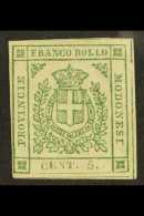 MODENA Prov. Govt. 1859 5c Pale Green, Sassone 12 (SG 18), Unused With 4 Small / Large Margins. This Example Shows... - Zonder Classificatie