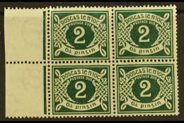 1925 POSTAGE DUE 2d Deep Green, Left Marginal Block Of Four, One Showing No Aspirate On "p" (Hib. PD3a), The... - Otros & Sin Clasificación