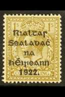1922 (Thom Overprint In Black) 1s Bistre-brown, The Stamp With "ONF" For "ONE" (SG 15var, Hibernian T19a), Mint.... - Autres & Non Classés