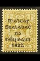 1922 (Thom Overprint In Black) 1s Bistre-brown, The Stamp With "ONF" For "ONE" (SG 15var, Hibernian T19a), Mint.... - Otros & Sin Clasificación