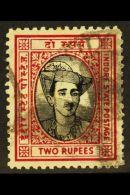 INDORE 1940 2r Black And Carmine, Maharaja Yeshwant, SG 42, Used. Horizontal Crease But Still An Attractive... - Other & Unclassified