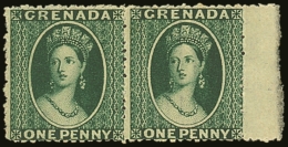 1881 1d Green PAIR, Wmk Small Star - Sideways, Rough Perf 14½, SG 19, Very Fine Mint With OG For More... - Grenada (...-1974)