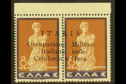 ITALIAN OCCUPATION KEFALONIA AND ITHACA 1941 80L+80L Violet And Brown With Opt On Horiz Pair, Sassone 16, Very... - Sonstige & Ohne Zuordnung