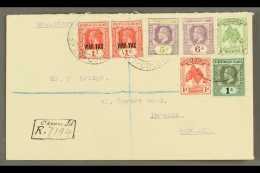 OCEAN ISLAND 1920 Registered Cover To England, Bearing ½d & 1d "Pines," KGV 5d, 6d & 1s Plus "War... - Islas Gilbert Y Ellice (...-1979)