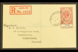 1929 (2 May) Neat Registered Cover To England Bearing KGV 2s Red-brown And Black, SG 103, Tied By Dated Registered... - Gibilterra