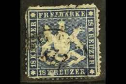 WURTTEMBERG 1861-62 18k Blue LINE ON "U" OF "KREUZER" (Strich Rechts Am "U" In Rechtem "Kreuzer") Plate Flaw,... - Other & Unclassified