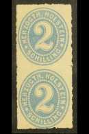 SCHLESWIG - HOLSTEIN 1865 2S Grey Blue Issue For Holstein, Mi 21, Vertical Mint Pair, Lower Stamp NHM. For More... - Autres & Non Classés