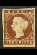 1874 (wmk Crown CC) 4d Brown, SG 5, Fine Used With 4 Margins And Neat Red Dated Cancel. For More Images, Please... - Gambie (...-1964)